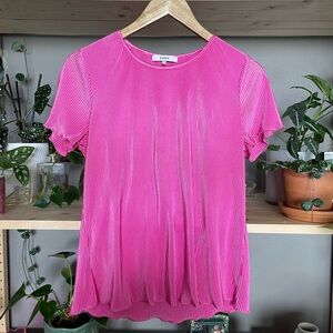 Fendi Pink Pleated Short Sleeve Top